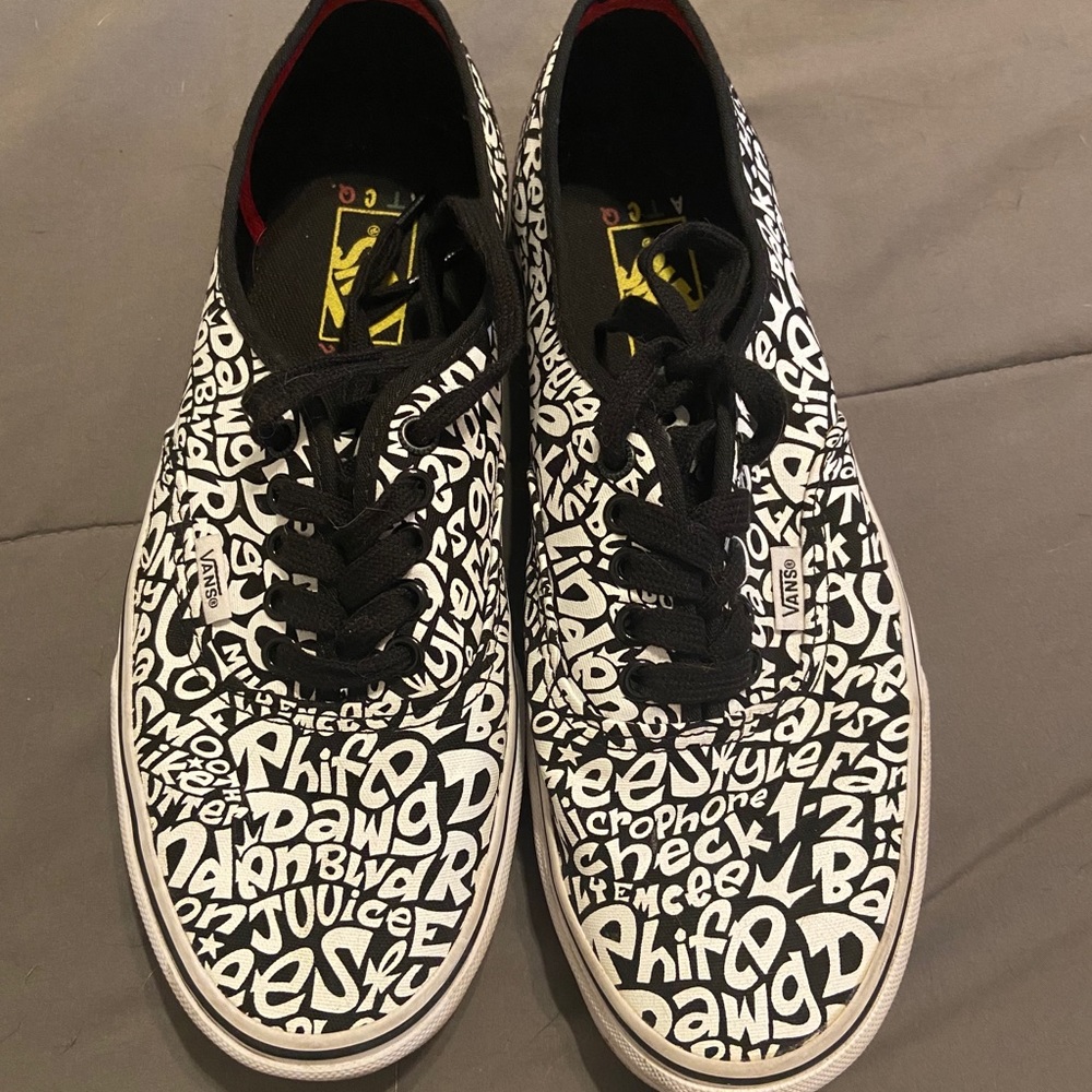Black and white graffiti vans